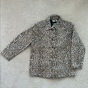 Leopard Print Button-Up Puffer Jacket